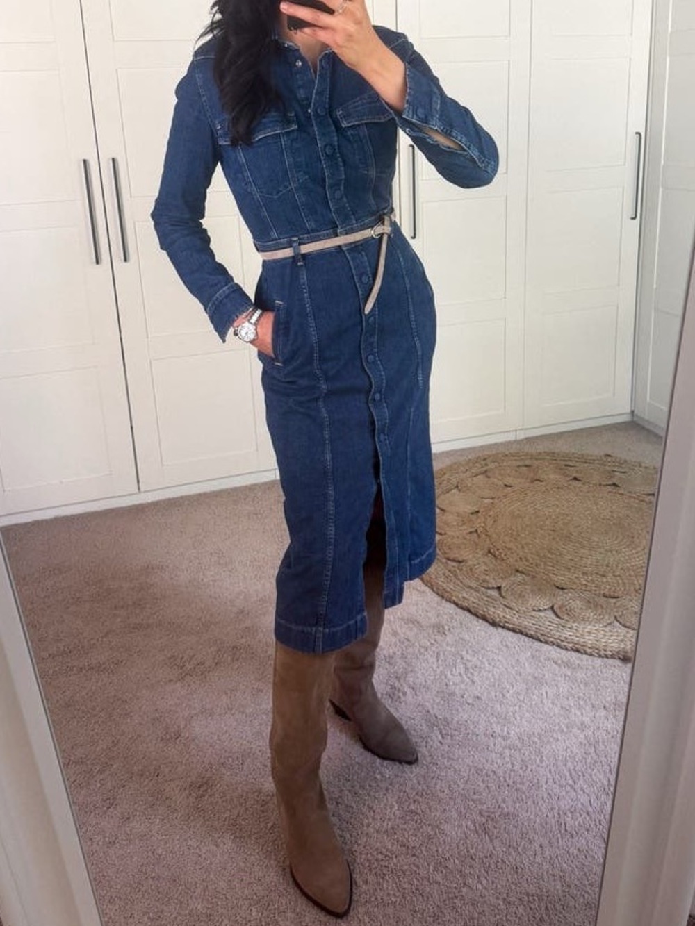 7 For All Mankind LUXE DRESS in The Softest Denim You Ever Had Midi